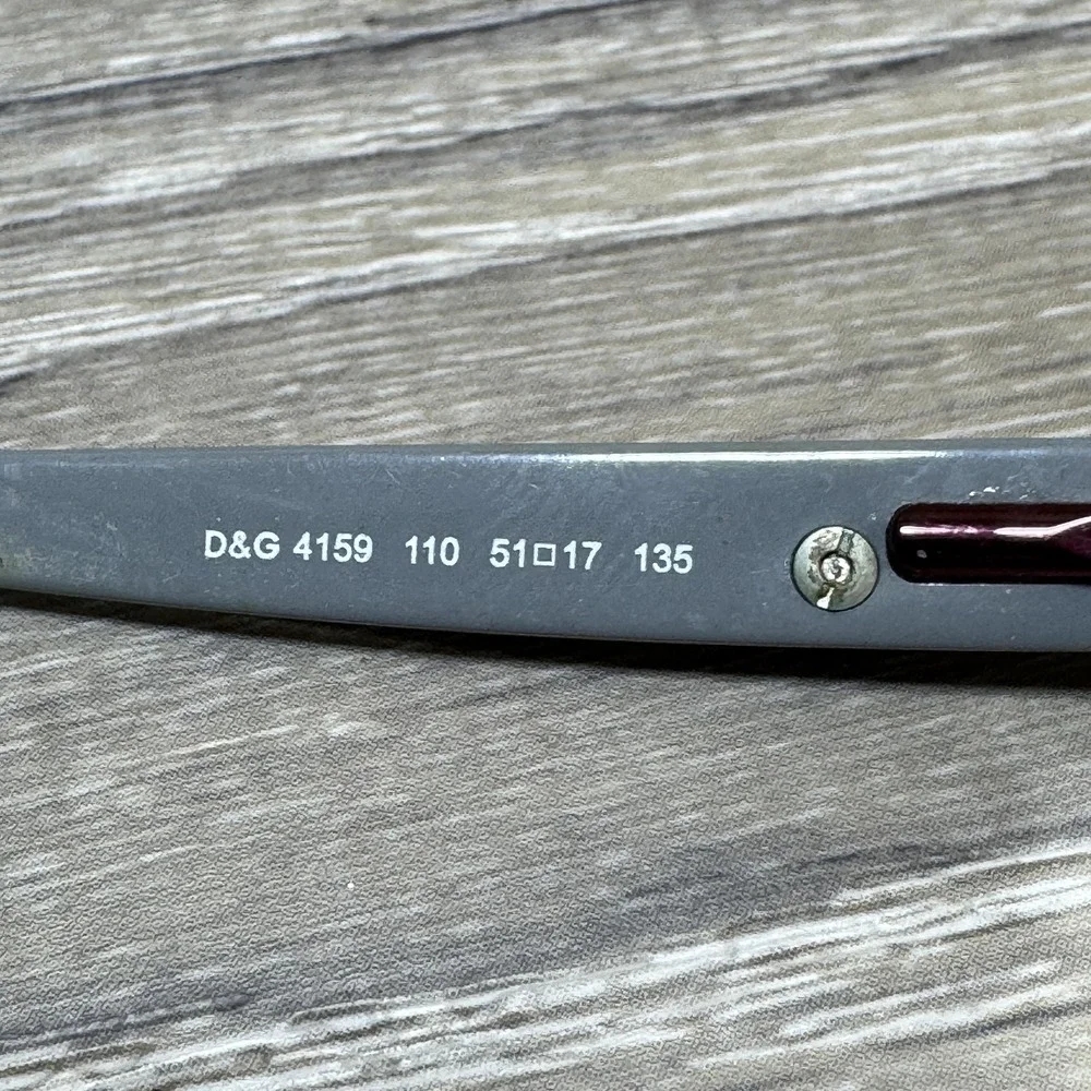 D&G Dolce & Gabbana 4159 Eyeglass Frames 51-17-135 Burgundy Gray Rectangle‎
